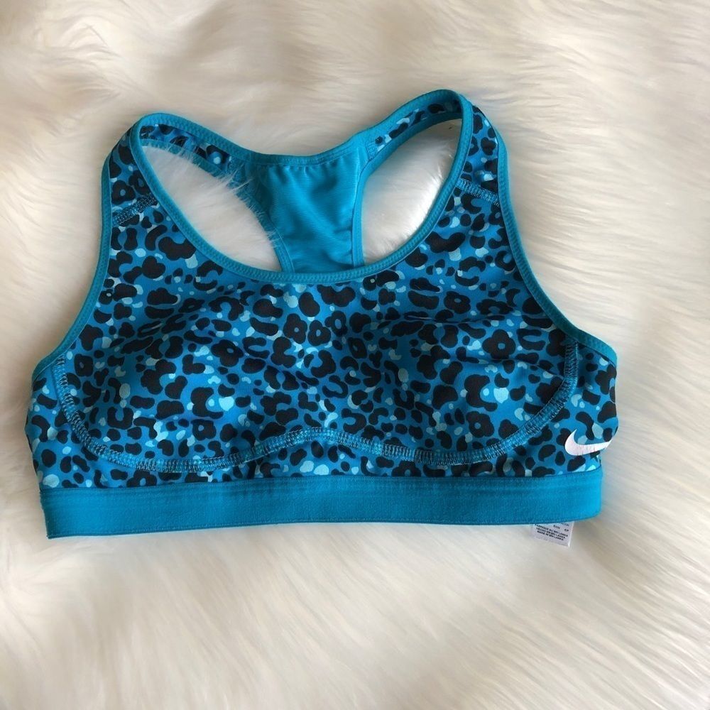 Nike Dri-Fit Blue Animal Print Ports Bra,XS